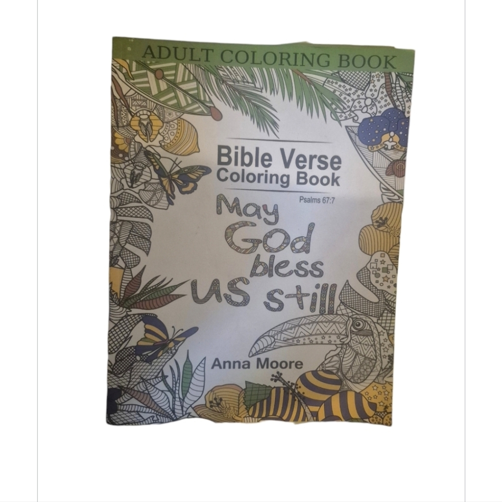Bible Verse Coloring Book by Anna Moore — Green, Yellow, Blue Accents